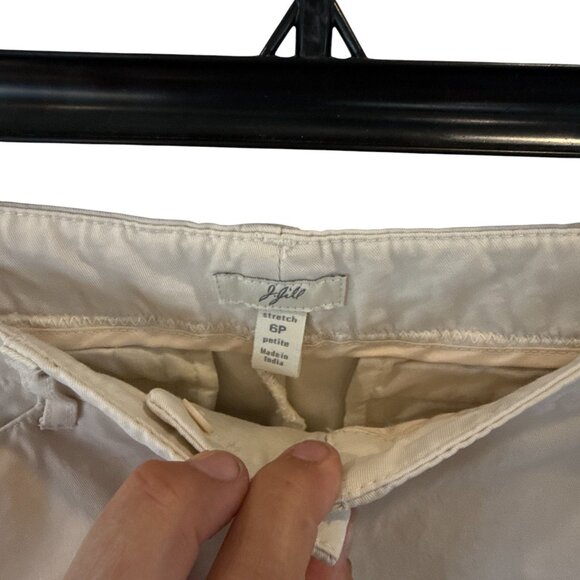 J Jill Stretch Ankle Pants White 6P Petite Cotton Cropped Trousers Chino Neutral - Picture 4 of 7